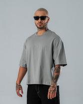 Camiseta Boxy Fit Básica Gris Claro